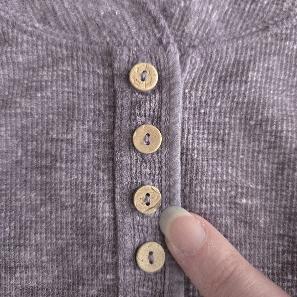 Free People Dylan Marled Heather Purple Thermal Long Sleeve Bodysuit Top - Picture 7 of 8